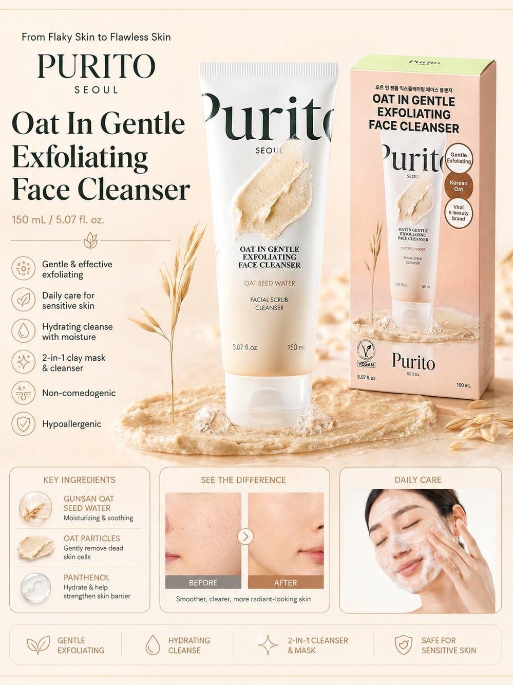 Oat In Gentle Exfoliating Face Cleanser – Cream